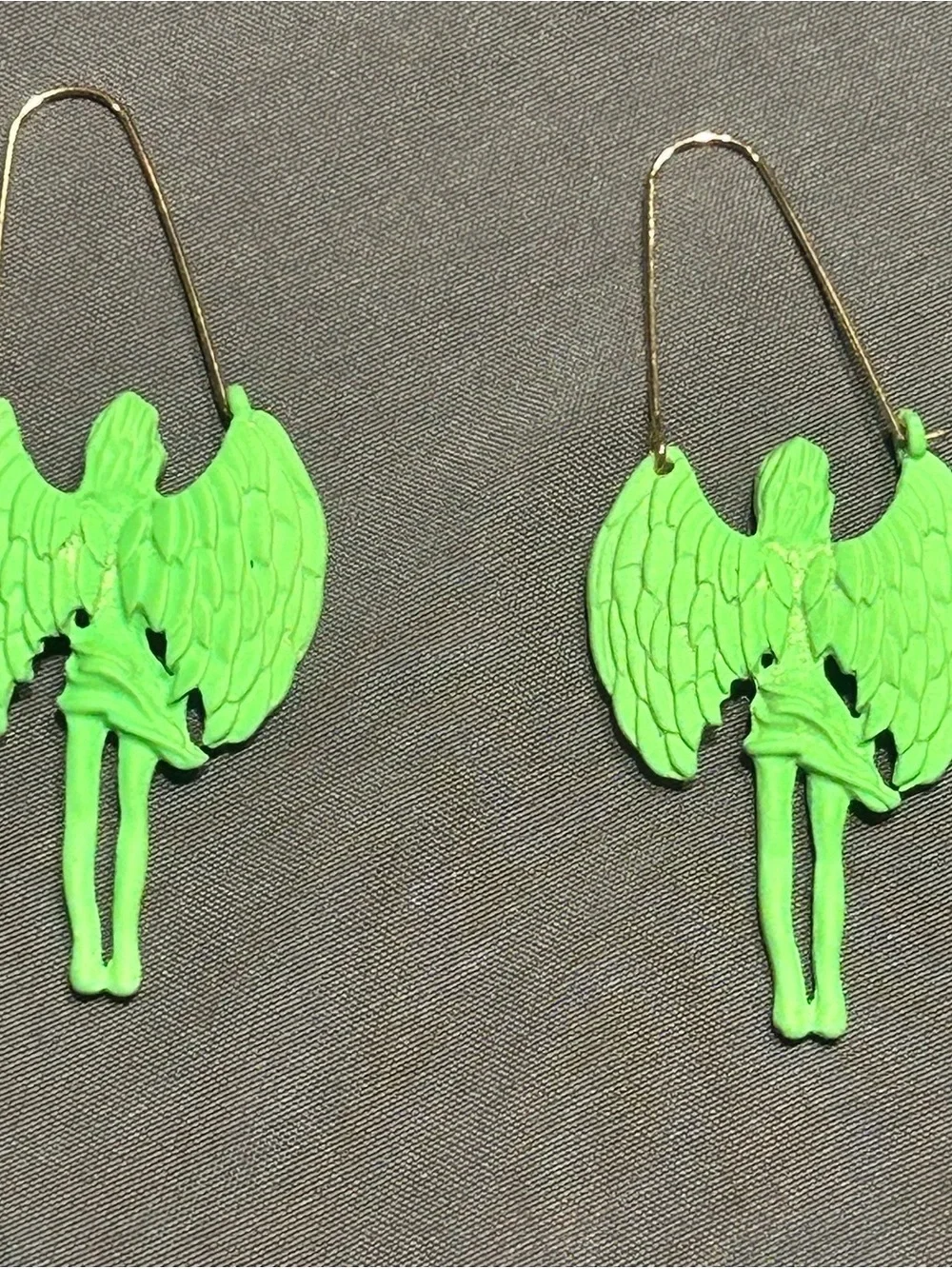 SHEIN Neon Green Angel Earrings